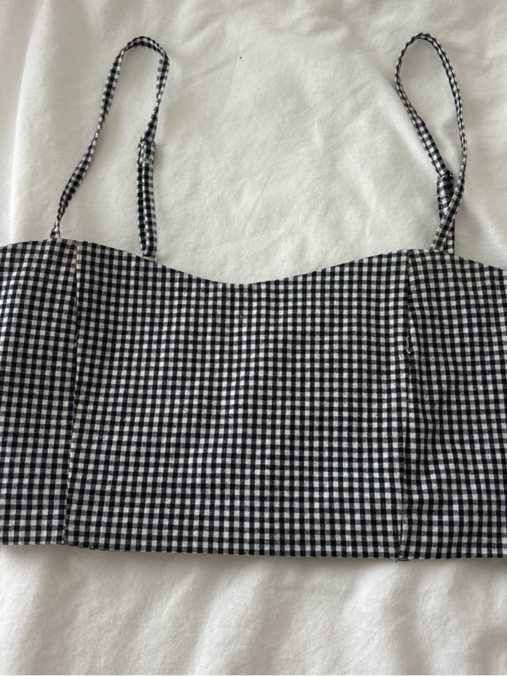 Brandy Melville Black and White Gingham Cropped Cami